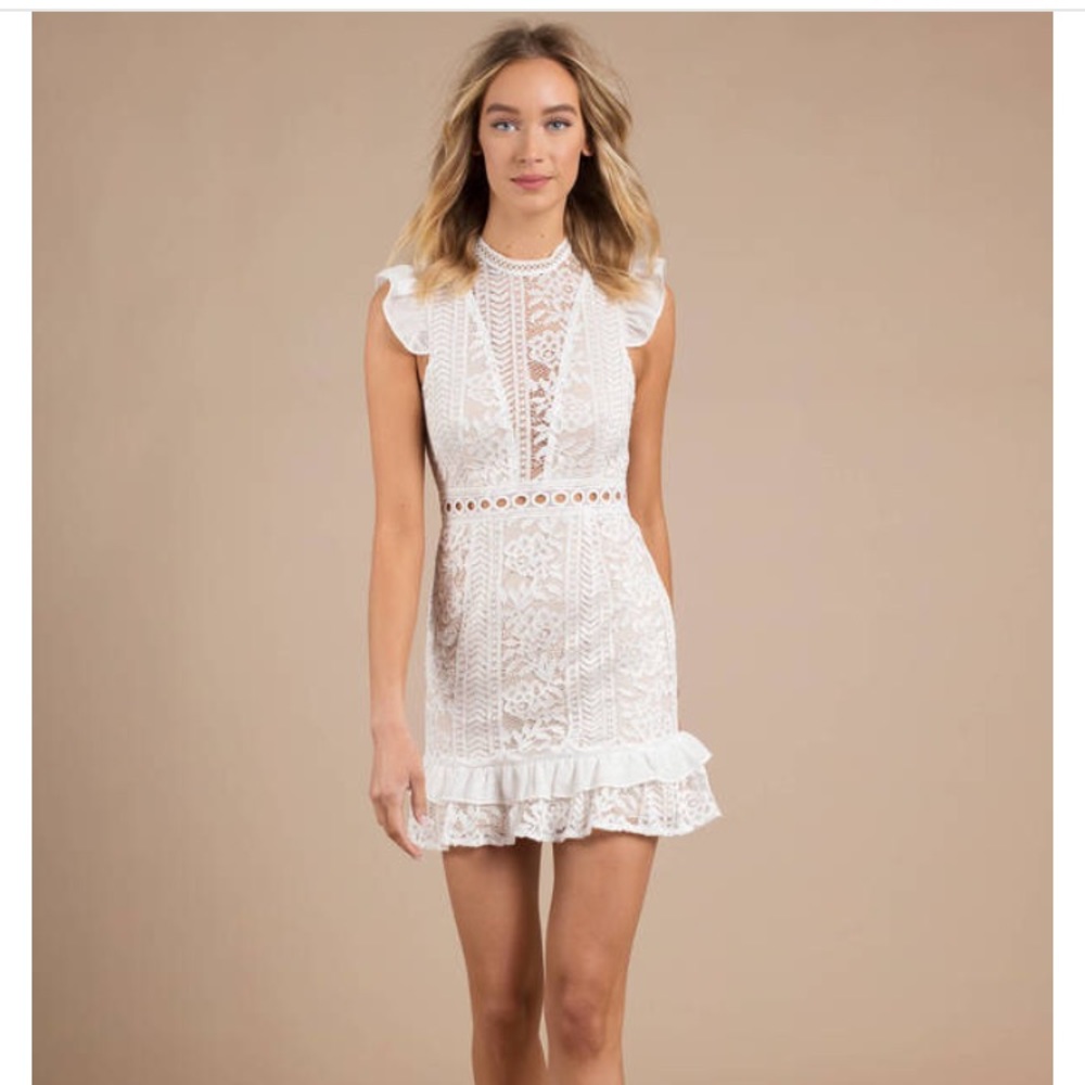 TOBI White Ruffle Dress